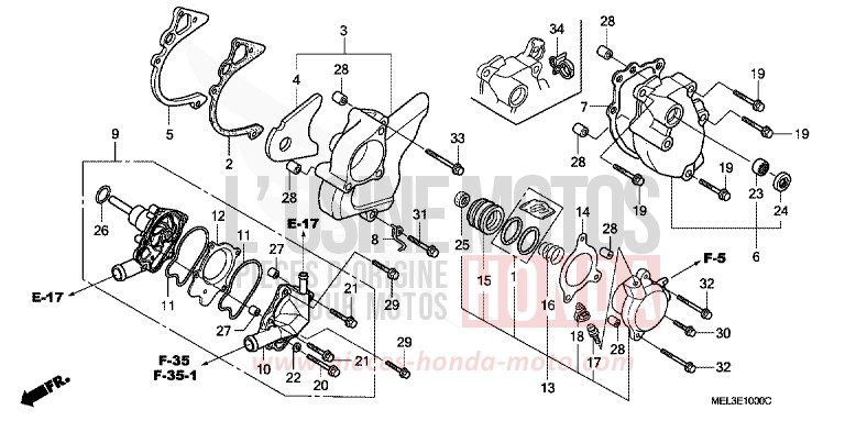 POMPE A EAU de CBR1000RR "Fireblade" PEARL SIREN BLUE-A (PB123TA) de 2007